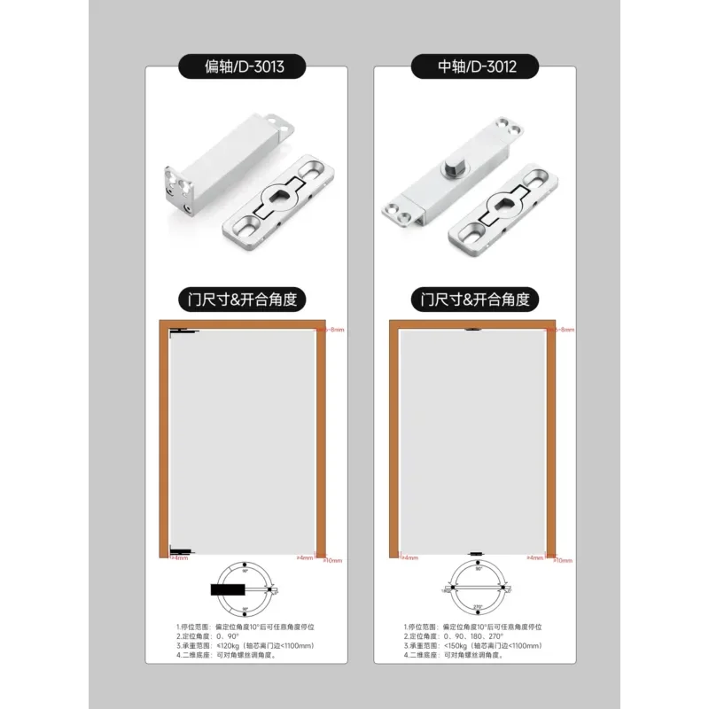 Ultra Narrow Frame Off Axis Door Hardware No Digging Wooden Door Heaven Earth Axis Elastic Central Axis Rotating Floor Spring