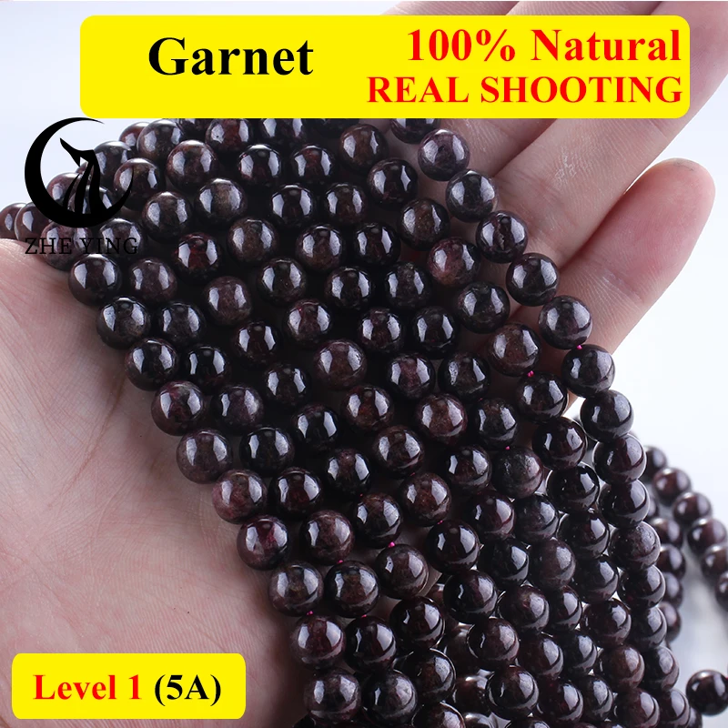 Zhe Ying 8mm Natural Garnet Stone Round Loose Gemstone Beads For Jewelry Making DIY Bracelets Necklace 15\'\' 6/8/10mm