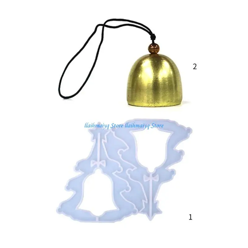 573B عيد الميلاد شجرة جرس الجرس السيليكون الحلي عيد الميلاد الحلي القوالب لحرف DIY
