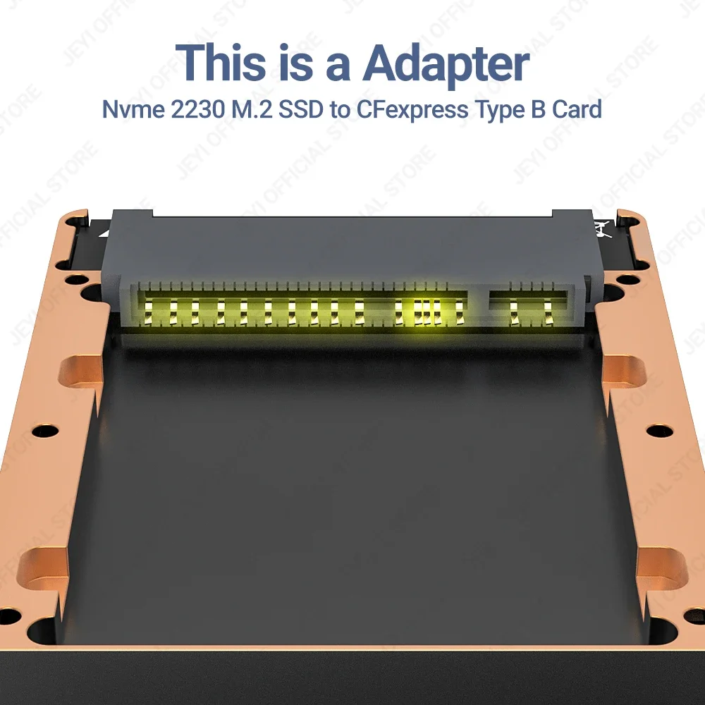 JEYI 2230 M.2 NVMe SSD CFE 타입 B 순수 구리 어댑터, 확장 메모리 CFexpress 카드, 니콘 Z6, Z7, Z8, Z9, D6, 캐논 R3, R5C 용
