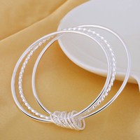 Hot trend fine Three circles bangle 925 sterling Silver bracelets for women Fashion noble Party wedding accessories Jewelry gift