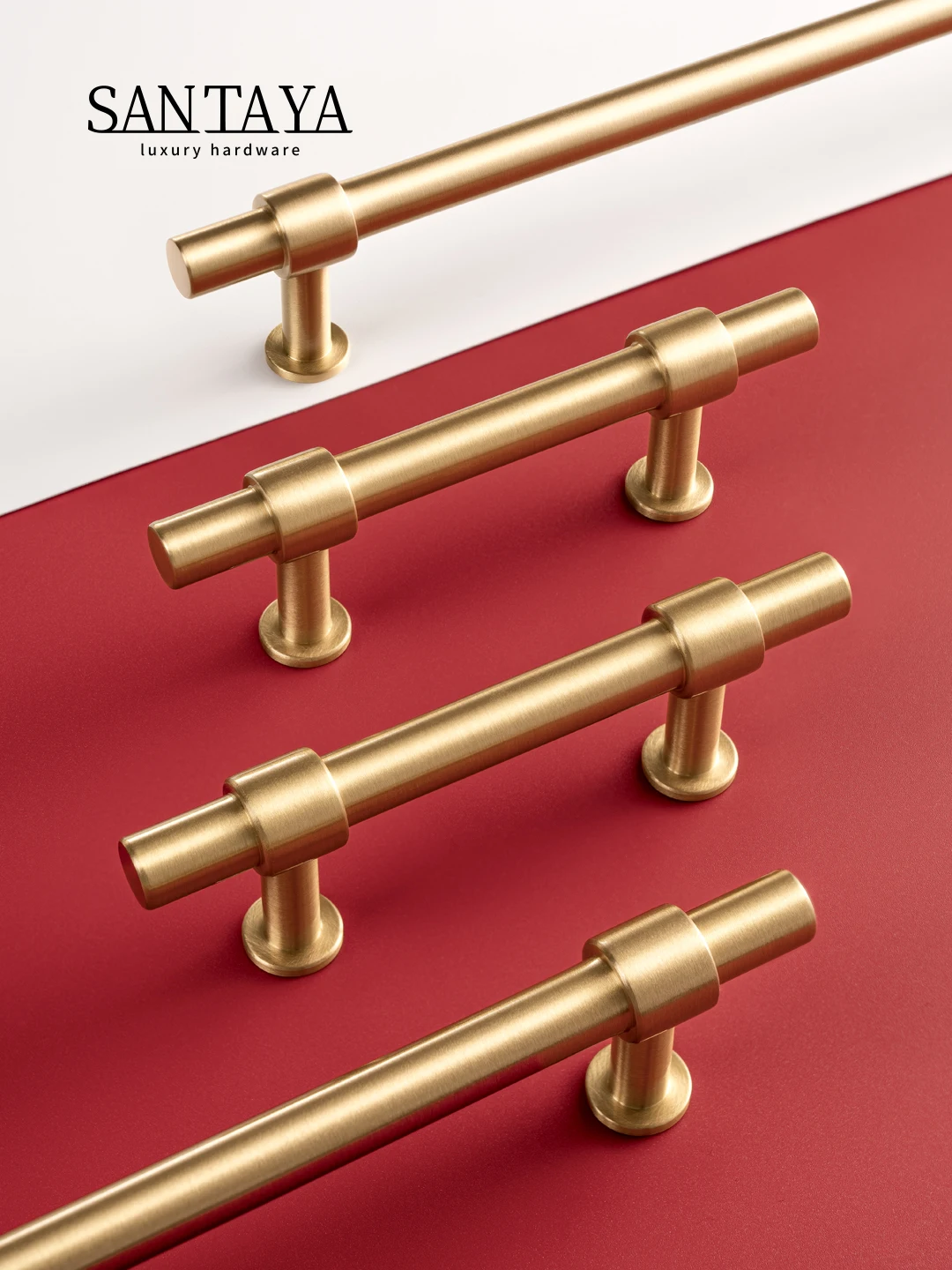 Solid Brushed Handles Modern Style Brass Pitch 192mm Long Pull Cabinet Knobs Furniture Wardrobe Gold Handle