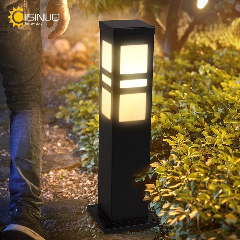 

Outdoor Path Light IP54 LED 16W Landscape Garden Lighting E27 3000K Bollard Light Fixtures 60cm Black Bronze for Pillar Driveway