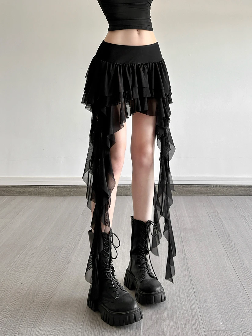 SylCue Millennium Splice Gonna a vita alta snellente con finiture in pizzo Gonna asimmetrica versatile slim fit da donna