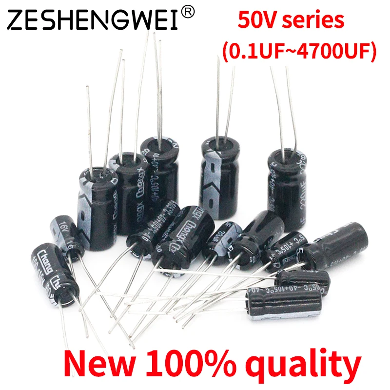 

50V 0.1uF 0.22uF 0.33uF 0.47uF 1uF 2.2uF 3.3uF 4.7uF 6.8uF 10uF 22uF 33uF 47uF 100uF 220uF Electrolytic Capacitor In Stock