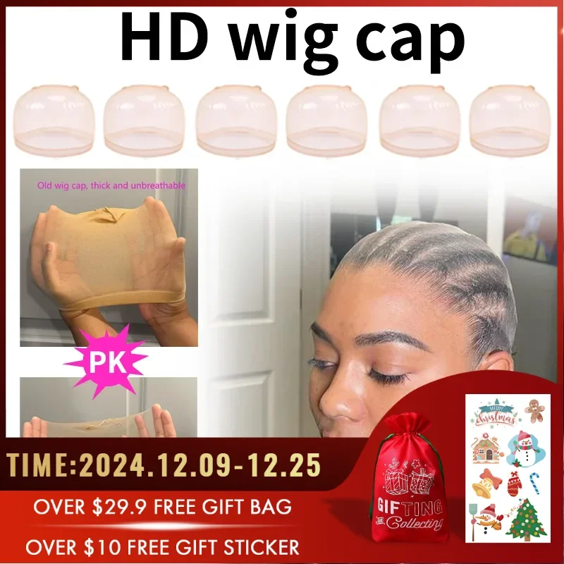 

2/6/10pcs HD Wig Cap Breathable HD Thin Stocking Wig Caps Stretchable Stretchy Nylon Hair Cap Secure Your Hair for Costume Party