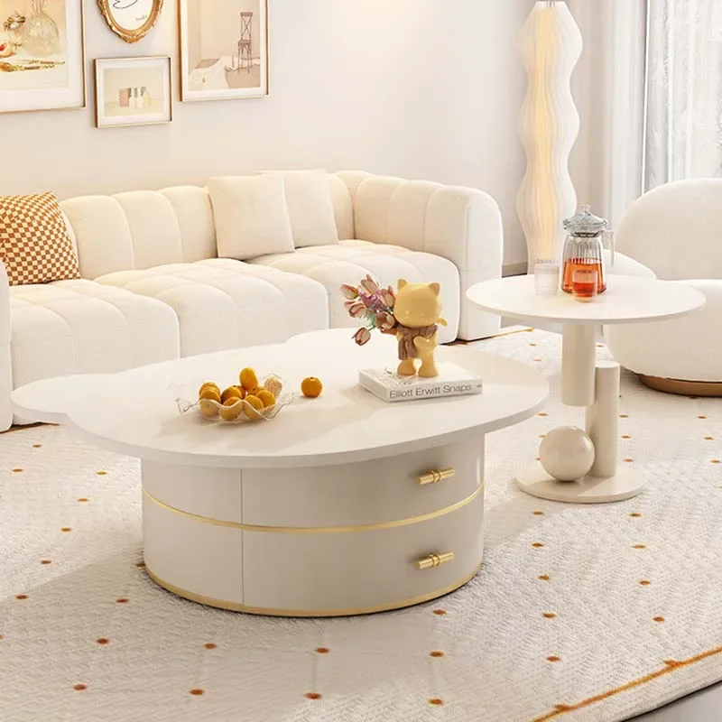 

Italian Luxury Side Table Storage Modern Design Floor Living Room Coffee Tables Round Korean Mesas Bajas Postmodern Furniture