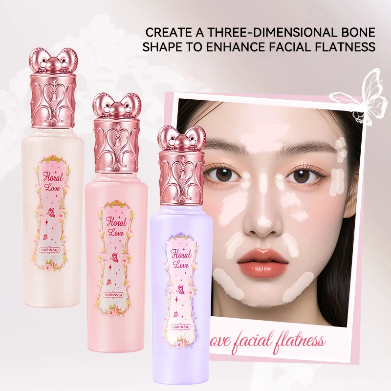 Corrector iluminador Hua Yin Ji, un aspecto rosa tierno de una chica de piel clara, maquillaje nude natural y un aspecto natural