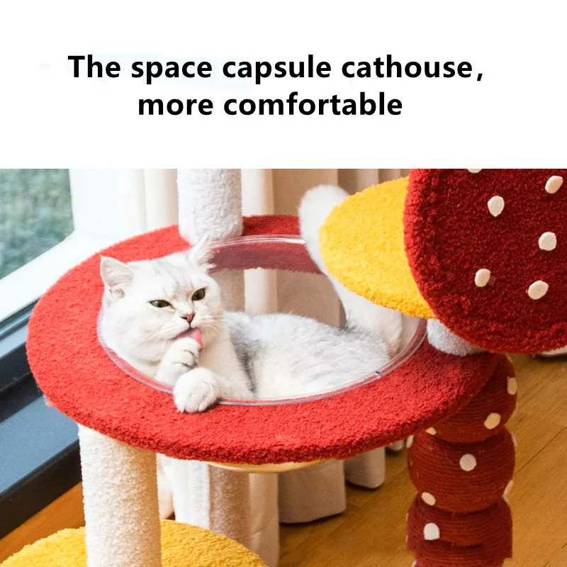 New Sisal Cat Climbing Frame Sugar-Coated Haws Space Capsule for Kitten Jumping Toy with Ladder Playing Tree Scratching Posts