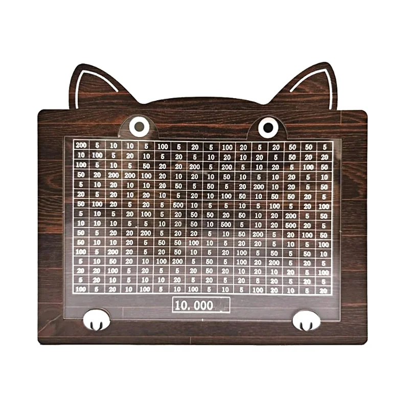 Banca di immagazzinaggio di denaro in legno riutilizzabile da 1 pezzo con obiettivi Scatola di risparmio di denaro per gatti Scatola di immagazzinaggio di monete per adulti e bambini