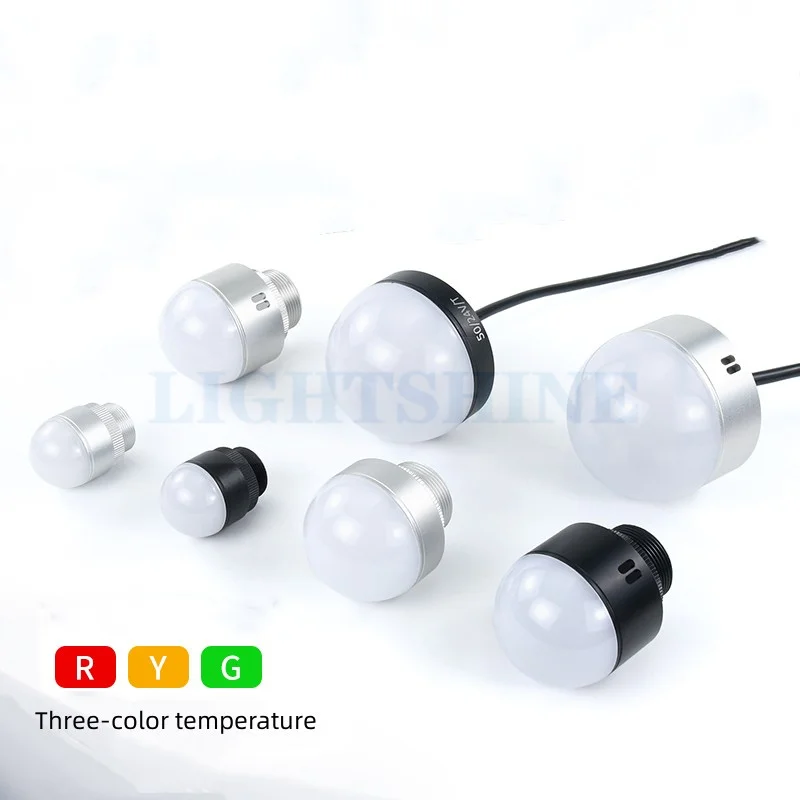 Hemispherical Circle Three-Color Alarm Indicator Led Metal Waterproof Buzzer 24v/12v Machine Tool Indicator 70mm M30