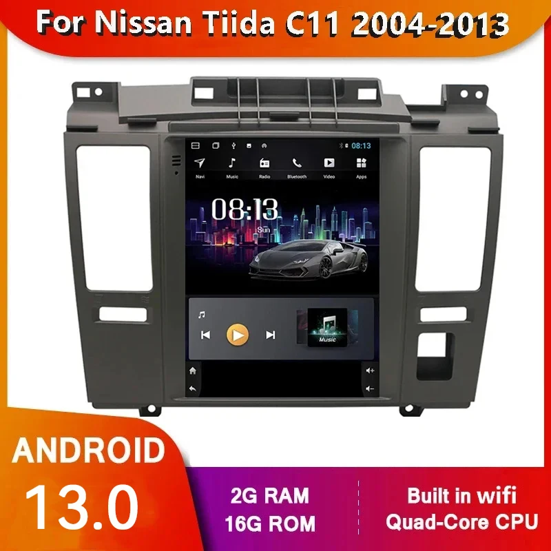 

Android 13.0 Car Radio Tesla Style For Nissan Tiida 2004-2012 2013 Multimedia Player GPS Video Autoradio Head Unit No DVD 2 din