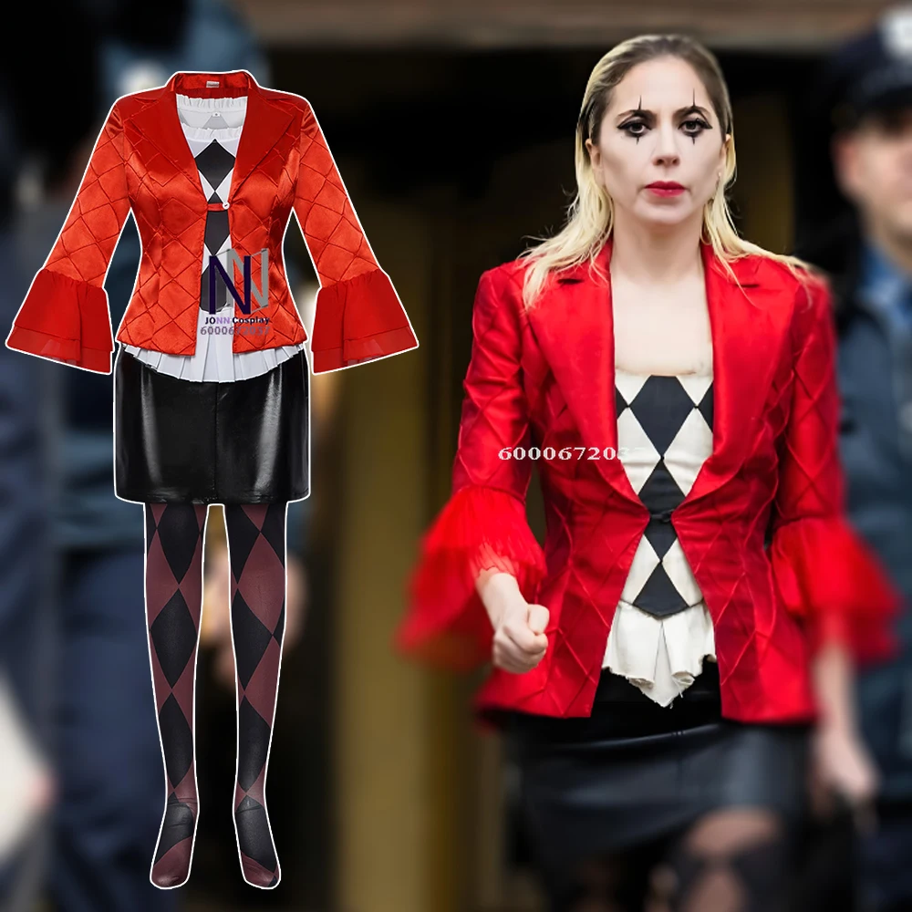 

Anime New Movie Suicide Harley Cosplay Costume Red Coat Girl Lady Gaga Quinn Set Halloween Party Cosplay Costume Prop