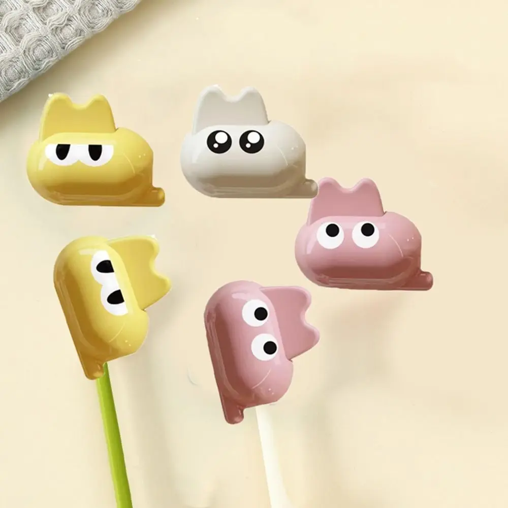 

5Pcs Cartoon Cat Shaped Toothbrush Head Holder Dustproof Compact Design Toothbrush Head Protective Cover Plastic Cute