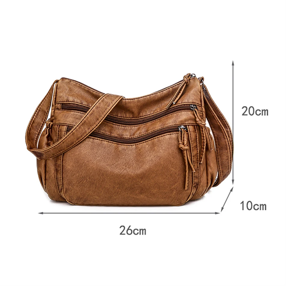 2022 Trends Women Shoulder Bag High Quality PU Leather Crossbody Bag Soft Female Washed Messenger Bag Ladies New Handbag Purses