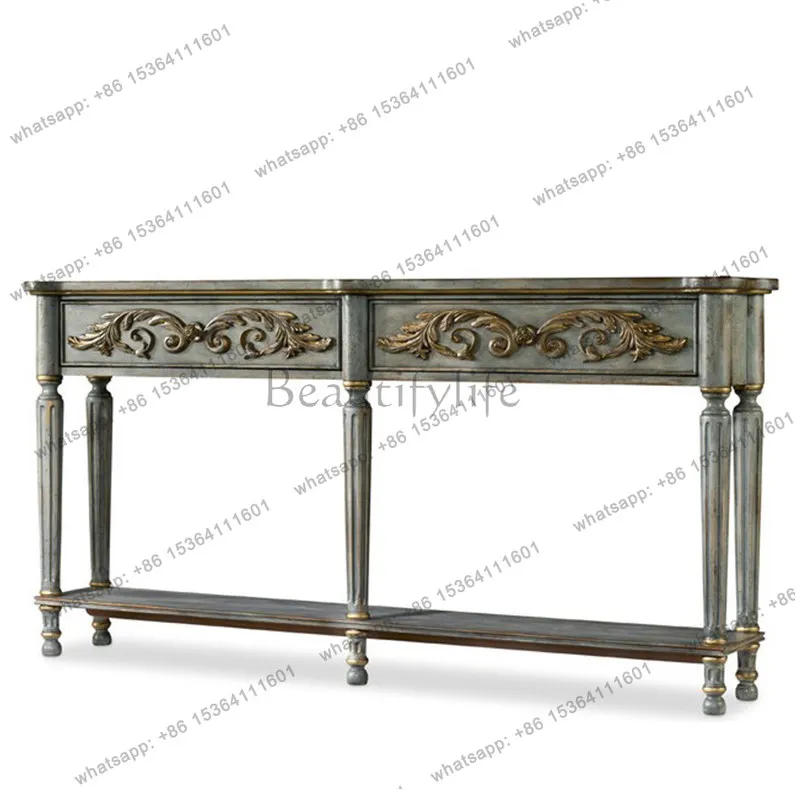 YJ American light luxury solid wood entrance table decorative cabinet French modern living room partition side cabinet