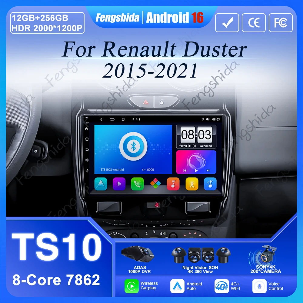 Rádio do carro android 16 para renault duster 2015 - 2021 para lada largus 2021 reprodutor de vídeo multimídia navegação estéreo gps não 2din