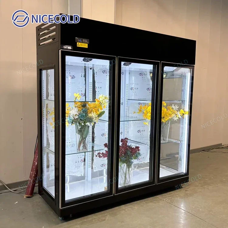 Commercial 3 Door Fresh Flowers Refrigerated Display Floral Coolers Fresh-Keeping Nevera Para Flores Cabinet