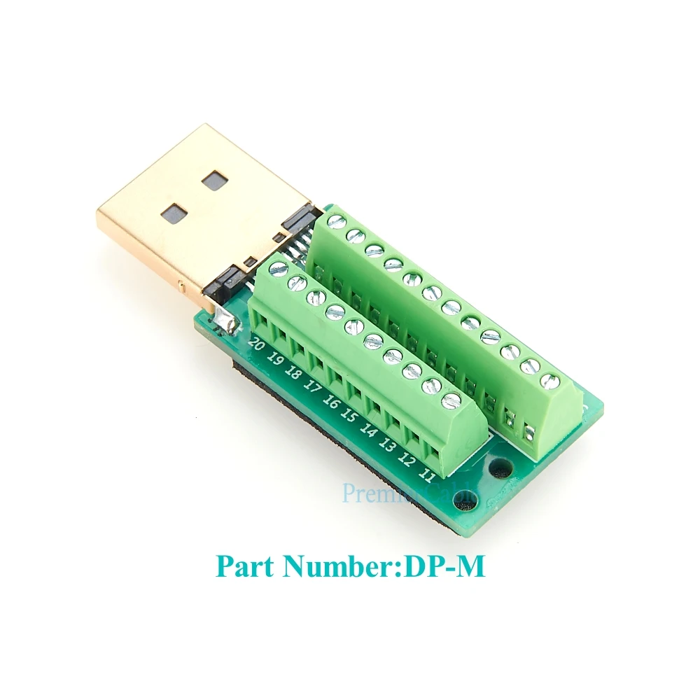 Imagem -04 - Displayport Masculino Plug Breakout Board Connector 20pin dp Solderless Screw Fiação Pcb Adapter Solder Terminal Board