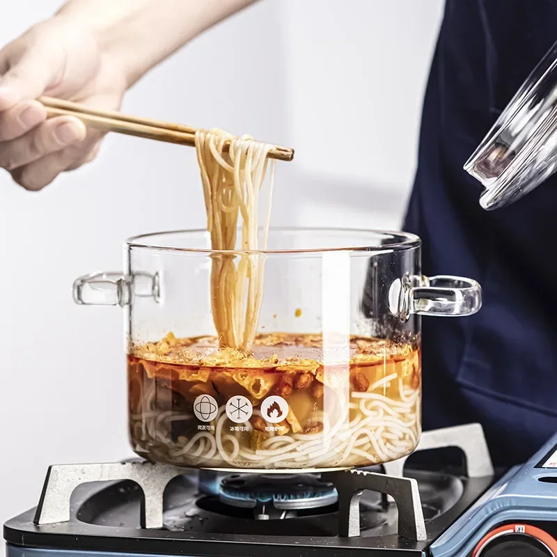 Imagem -02 - Panela de Sopa de Vidro Resistente ao Calor Transparente Sopa e Panela de Estoque Tigela de Vidro Doméstico Utensílios de Cozinha Indução de Fogão a Gás