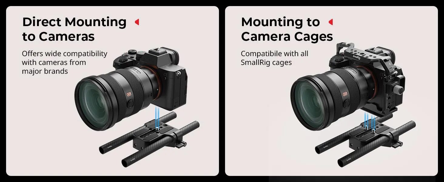 SmallRig Bodenmontageplatte mit Dual-15-mm-Stabklemme für Sony für Canon für Panasonic für Käfige, Mainstream-Kinoskamera -5609 – Detail 4