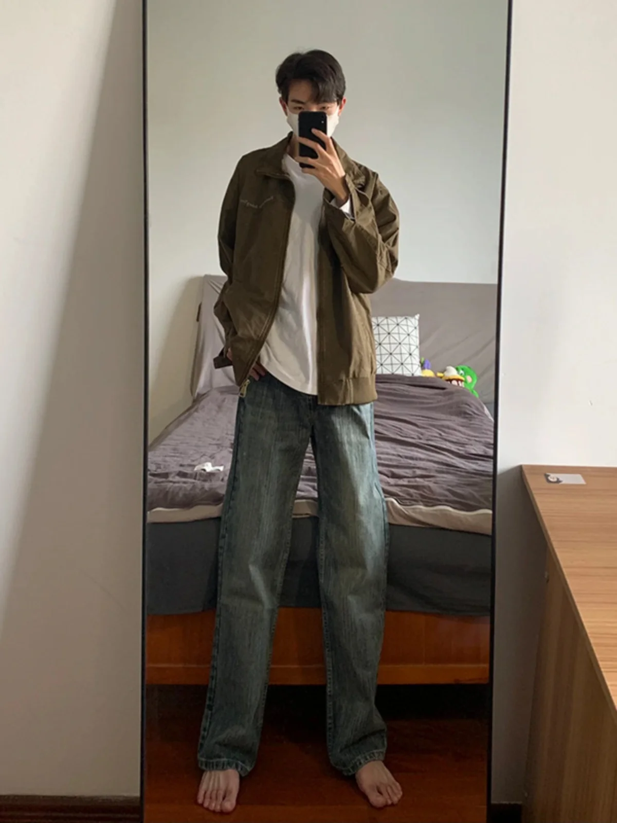 

Мужские джинсы в американском ретро-стиле, синие, весенне-осенние, прямого кроя, для уличной моды, молодежные, трендовые