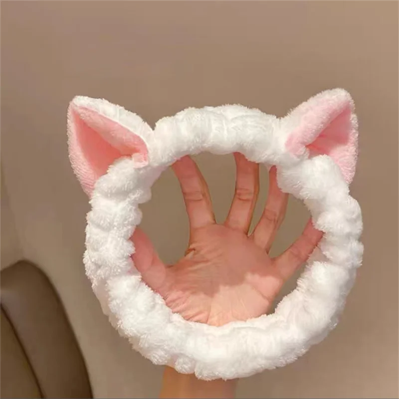 Hairband Cat Coral Plush Headband Cute Soft Hair Bow Headband Hairband Wash Face Makeup Headband Bandage Girl Accessories