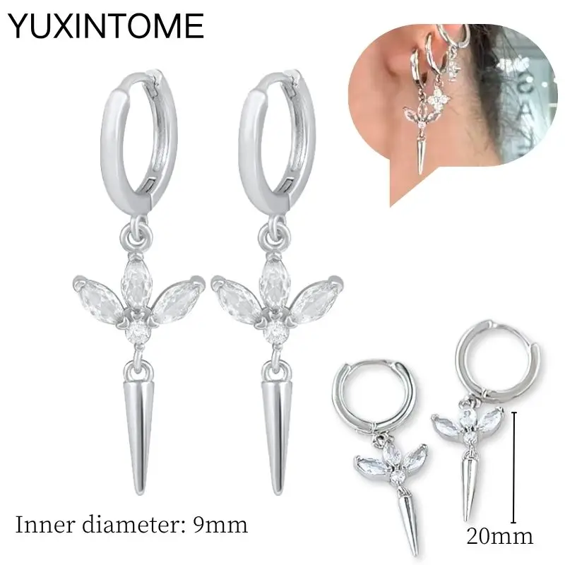 Ohrnadel aus 925er-Sterlingsilber, modische Creolen, weißer Kristall, luxuriöse Damen-Silberohrringe, Hochzeit, Damenschmuck, Geschenk