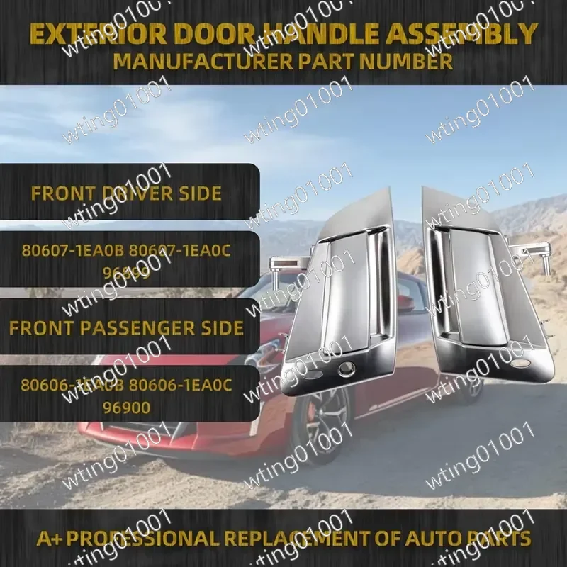 for Nissan 370Z 2009-2018 Front Outer Door Handles Pair Left Right Side Replacement Kit Fit 80607-1EA0B 80606-1EA0B Durable