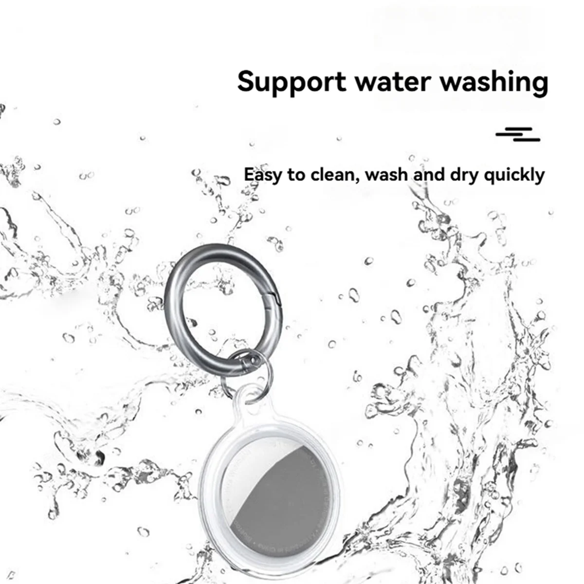 AAAE Waterproof Transparent TPU Case for Anti-Lost Keychain Holder for Keys Tracker Protective Cover White