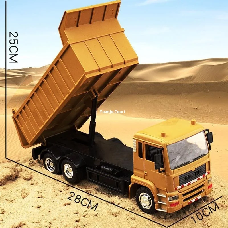 재고 블랙 리모컨 자동차 대형 합금 RC 덤프 트럭, 엔지니어링 트럭, 소년 장난감, 생일 깜짝 선물, 신제품