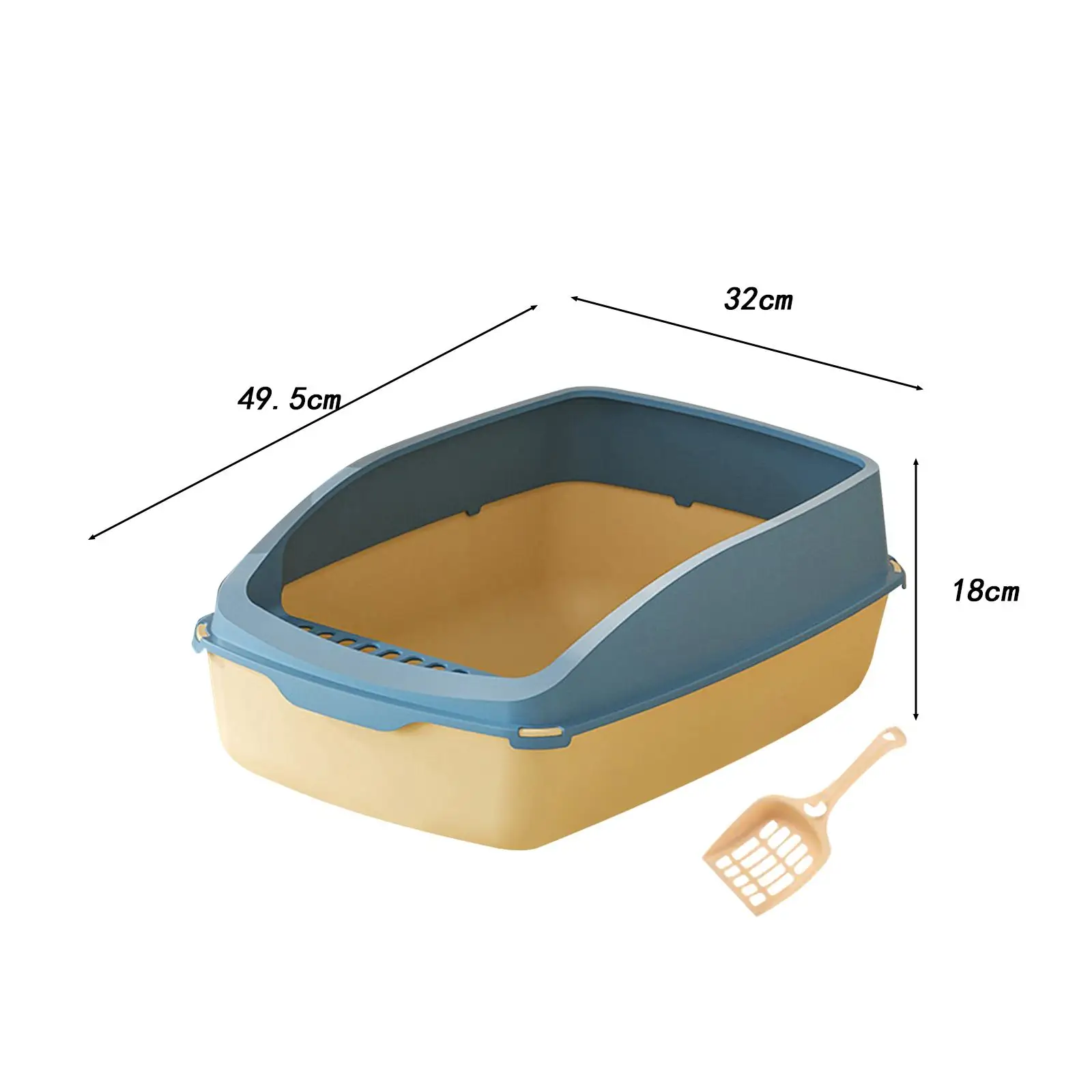 High Sided Cat Litter Box Kitty Litter Pan with Added Frame Cat Litter Container Cat Litter Tray for Small Animals Indoor Cats