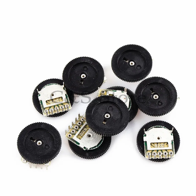 10pcs 3pin 5pin tuning potentiometer B102 B103 B203 B503 B202 B502 B104 1K 10K 20K 50K 16*2 Gear Dial Potentiomer volume switch