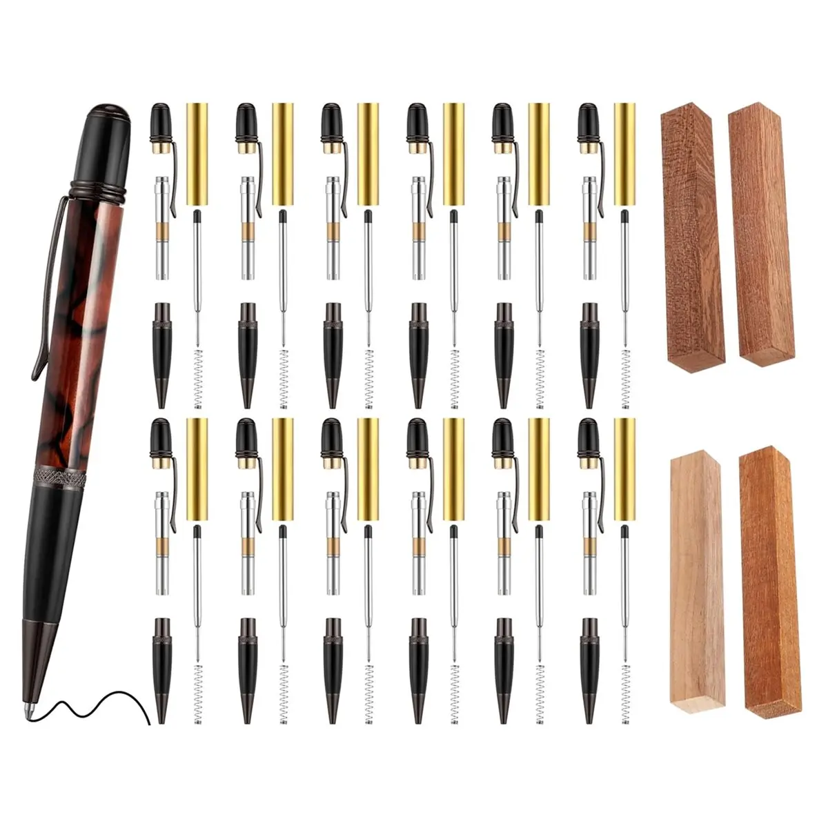 【2026 TOP Global】▼△◑12-Pack Woodturning Pen Kit, Including 7mm Slim Pens with Refills and Blanks, for Lathe Turning, Kit for DIY
