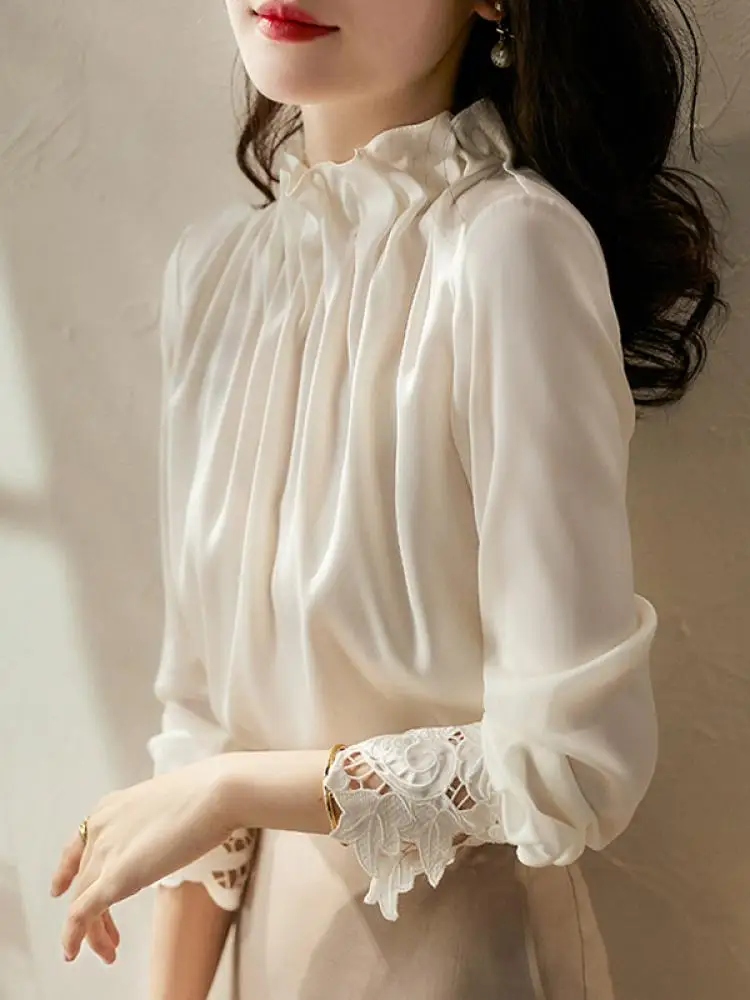 

Elegant Fashionable Women's Chiffon Shirt High-End Brand Korean Style Commute Long Sleeve Regular Length Online Exclusive