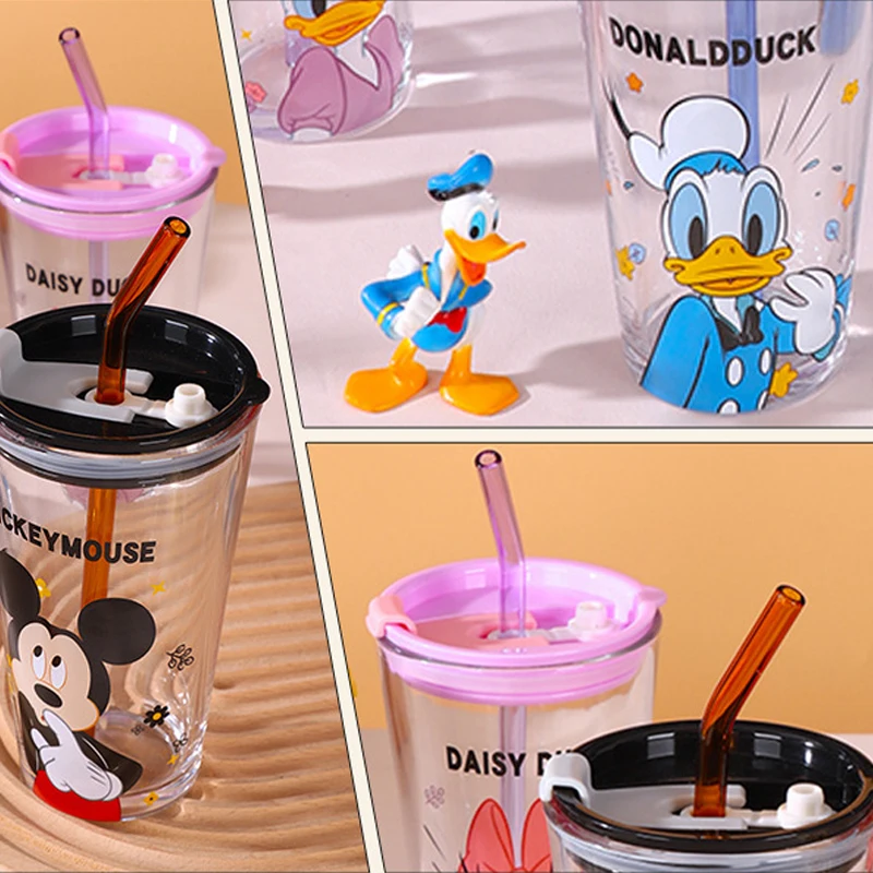 Disney Sippy Cup Anime Mickey Mouse Large Capacity Water Cup Child Glass Portable Student Milk Cup Gift Couple Cup Wholesale