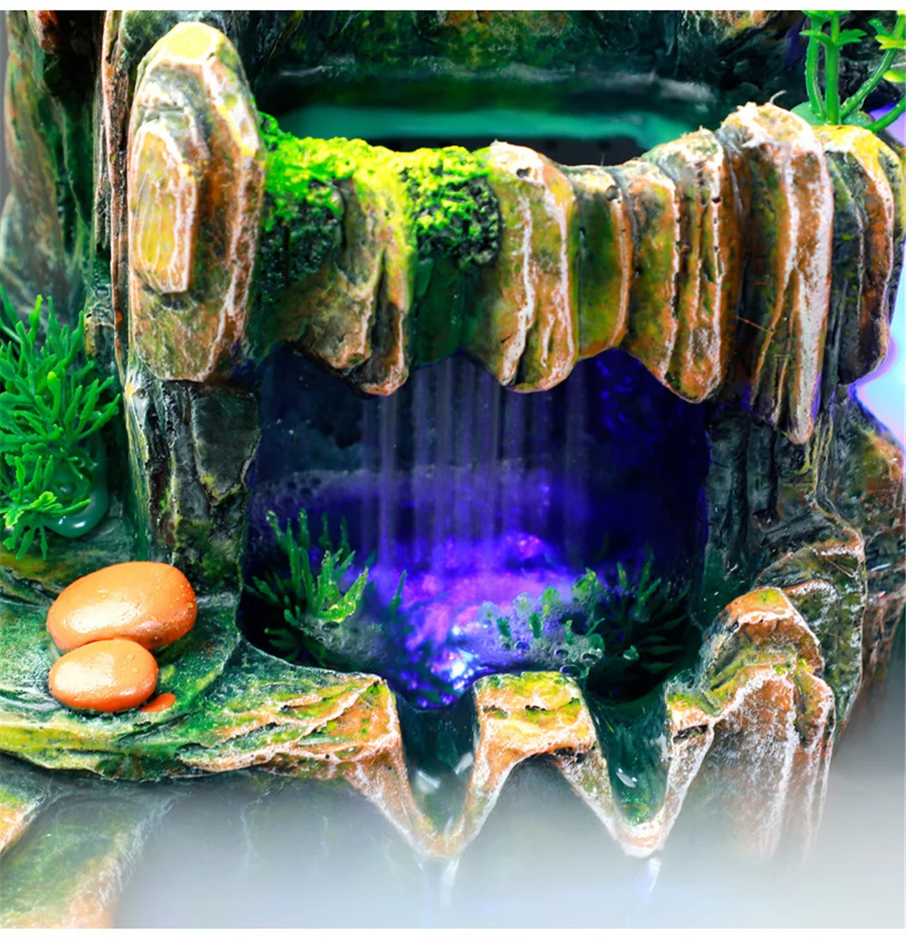 New Large Indoor Fountain Waterfall with Fish Tank Fog Home Decor Ornaments Feng Shui Resin Rockery Waterwheel Ball Crafts Gifts