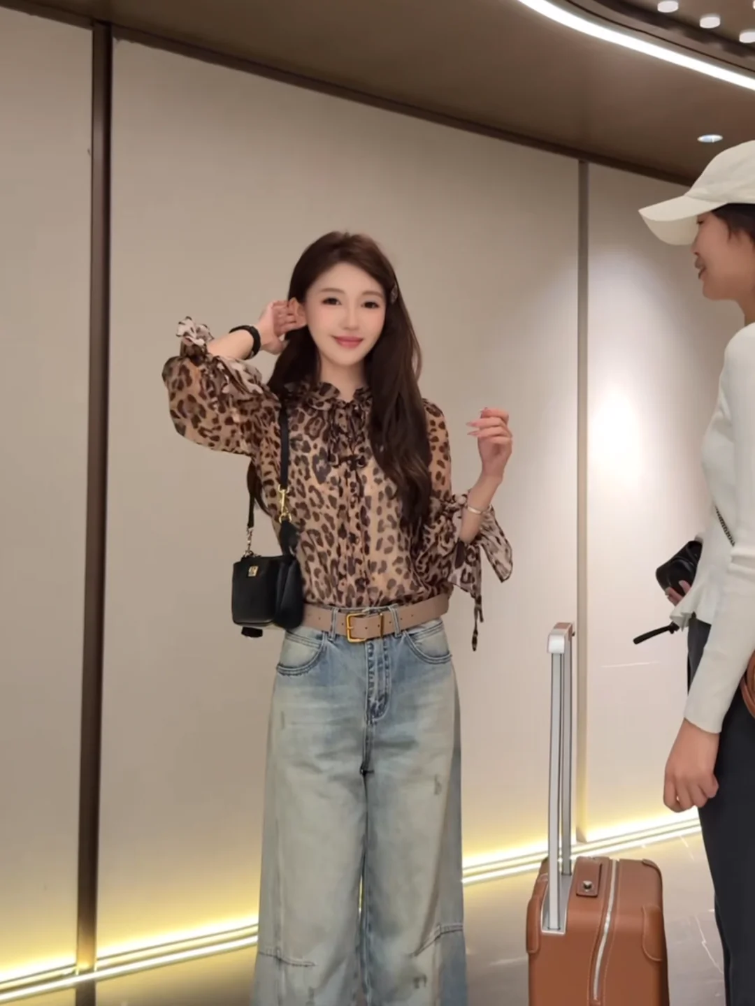 

Bosie Recommended Early Spring Casual Faion Loose Slimming Leopard Print Long Sve irt Women's Top Ele Neutral Sl...