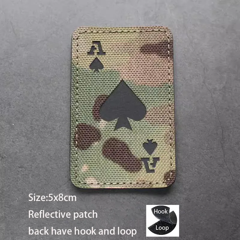 New Design Luminous Patch Cat Poker Armband Camo Dice Creative with Backpack Hook and Loop Patches for Clothing