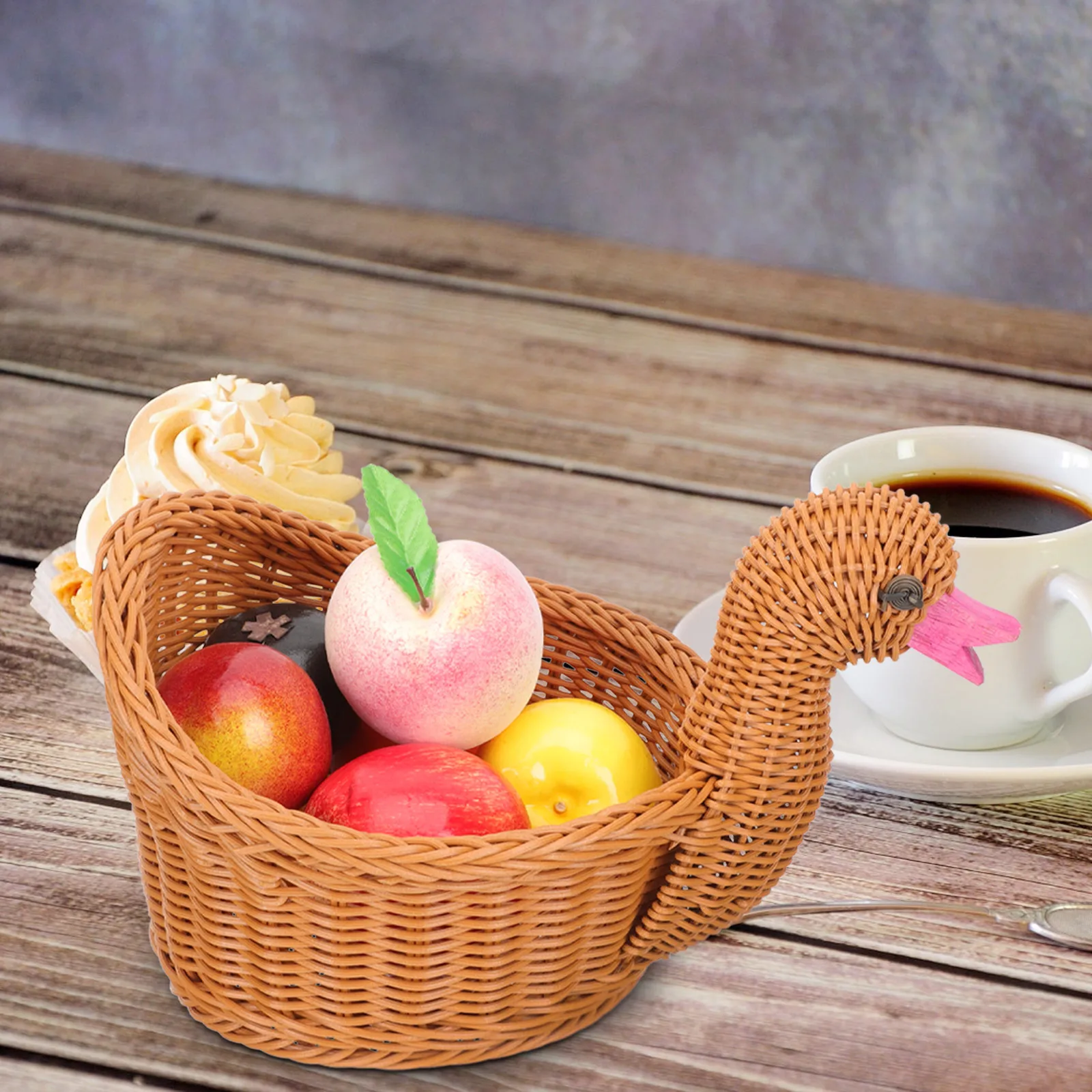 

Duck Shape Woven Basket Tabletop Fruit Storage Imitation Rattan Design Lovely Creative Home Decor 120 Char Shaped Woven Basket