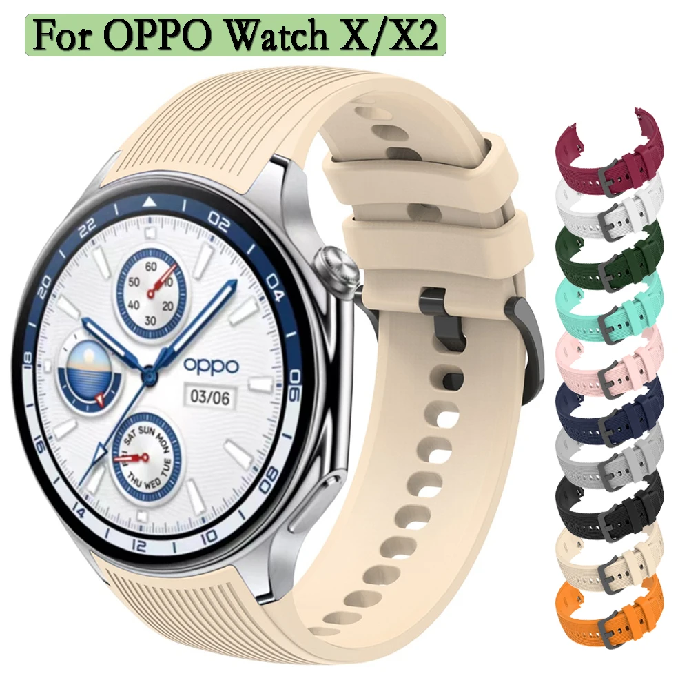 

For OPPO Watch X/X2 | For Oneplus Watch 3/2/2R Strap Soft Silicone No-Gap Watchband With Texture Wristband Replacement