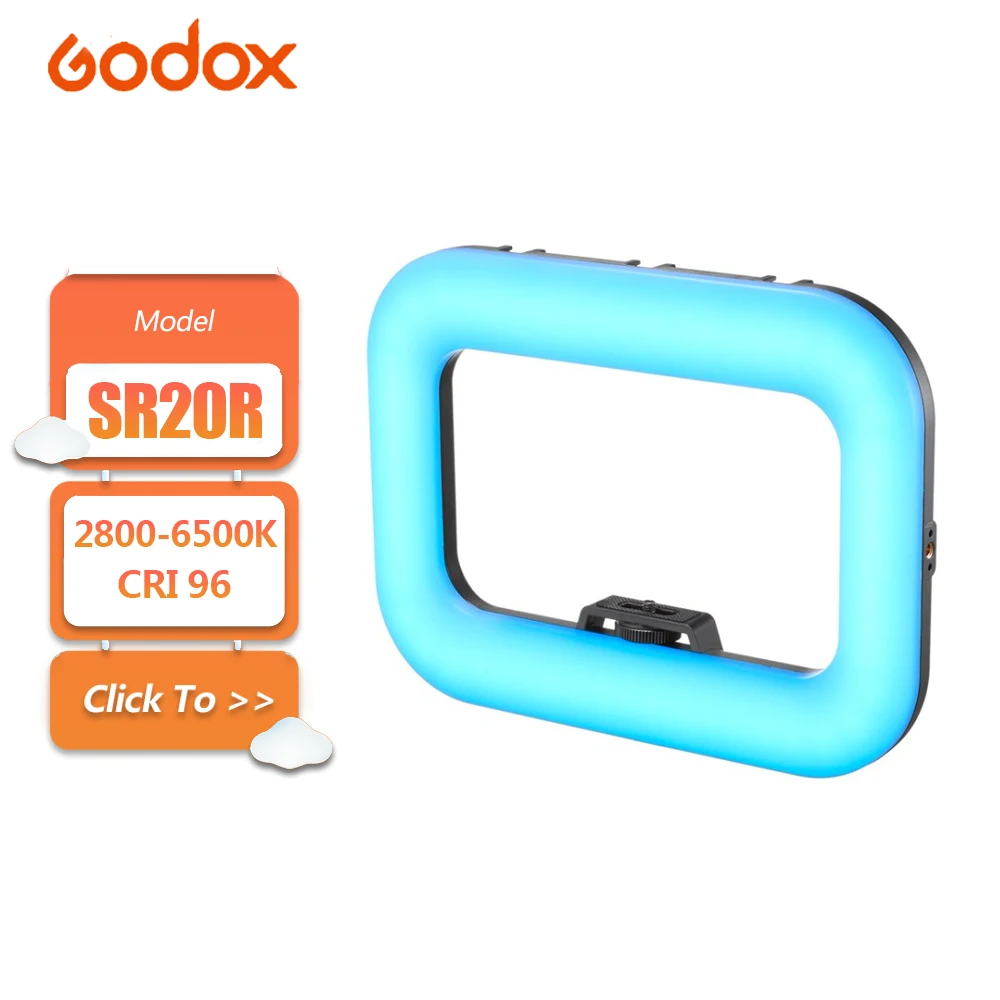 Godox Litemons SR20R Full Color LED Light Panel with Shutter Button for Camera Smartphone Photography Focus Control CRI 96+