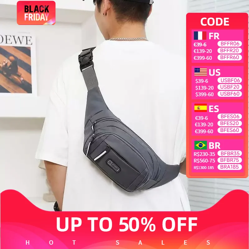 Ransel kanvas murni pria, Waistpack seluler olahraga luar ruangan, berlari Anti Maling hadiah tidak terlihat Ultra tipis