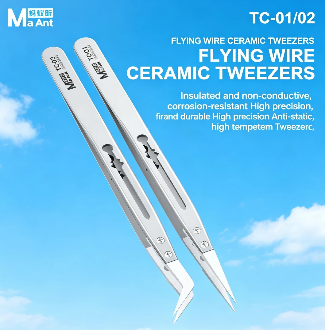 MaAnt  TC-01 TC-02 High Precision Insulation Ceramic Anti-magnetic Anti-Static Special Tweezers For Phone Flying Wire Repair