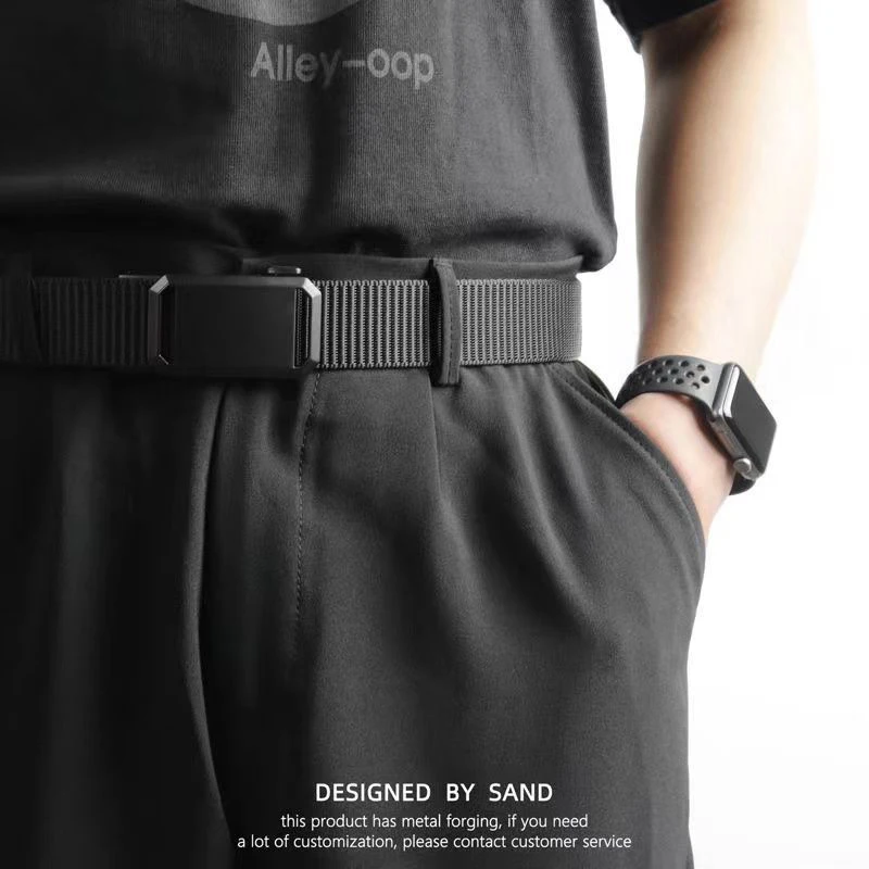 Men\'s Belt Outdoor Hunting Belt Multi Functional Automatic Metal Buckle Nylon Belt High Quality Canvas Belt 