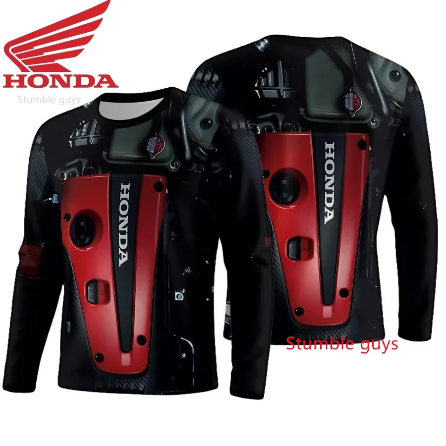 الرجال هوندا كم طويل تي شيرت ربيع الخريف ملابس حريمي غير رسمية الشارع ملابس باردة #5