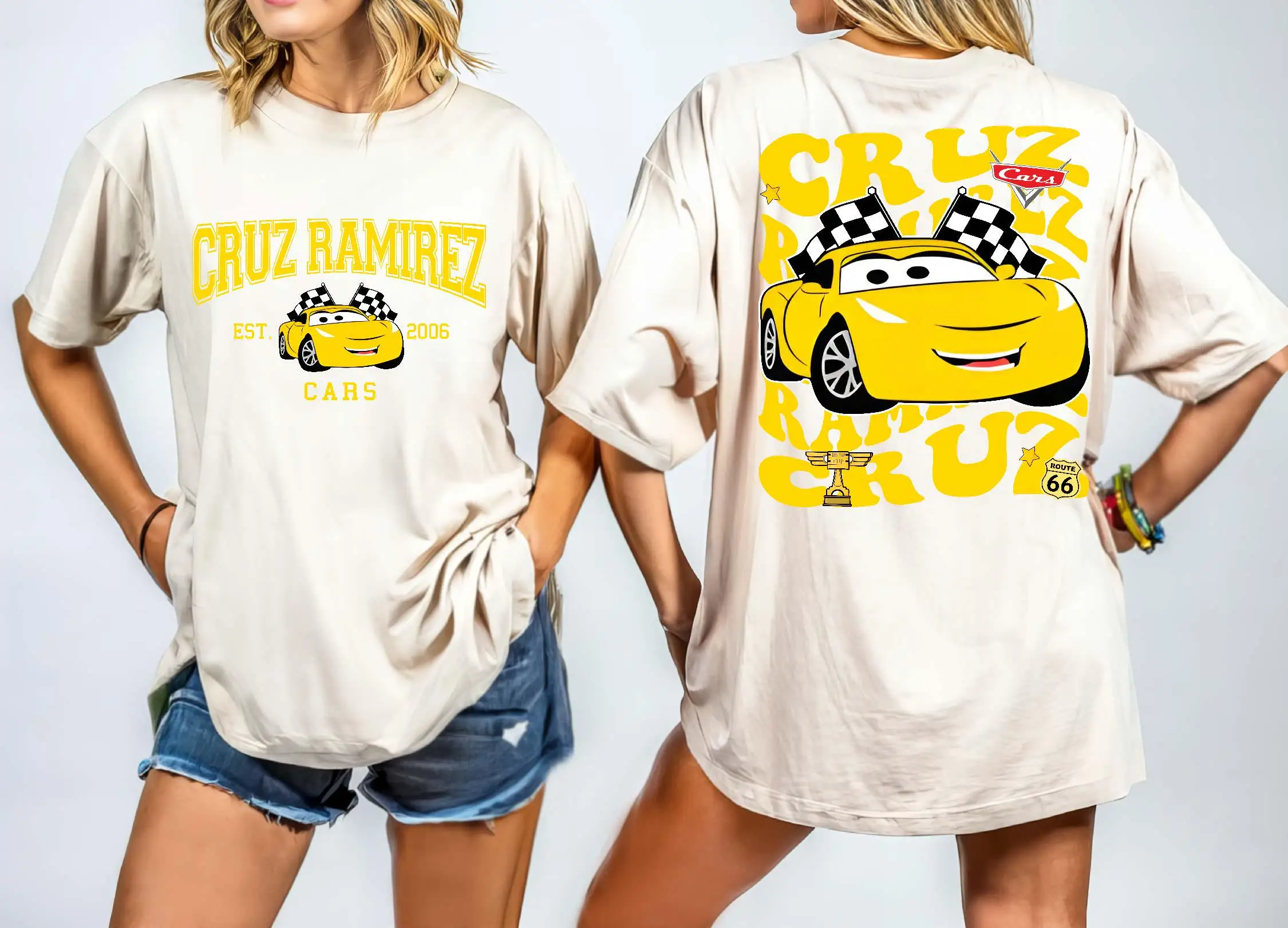 Disney Pixar Cars Est T-Shirt for Women Short Sleeved Cotton Tees Piston Cup Cars Racing Shirt Summer Y2k Tops Women's T-Shirt