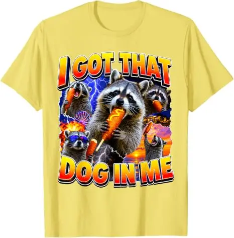 Ich habe diesen Hund in mir, ein Waschbär frisst einen Corn Dog, Bootleg, Vaterwitz, T-Shirt, Y2k, Food Art, Hotdog-Liebhaber, Grafikbekleidung, Damen, Herren, Neuheit – Detail 17