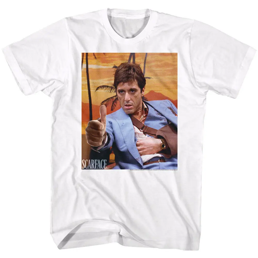 Scarface Tony Montana Cockroach Mens T Shirt Thumbs Up Ammo Pacino Gangsta Movie