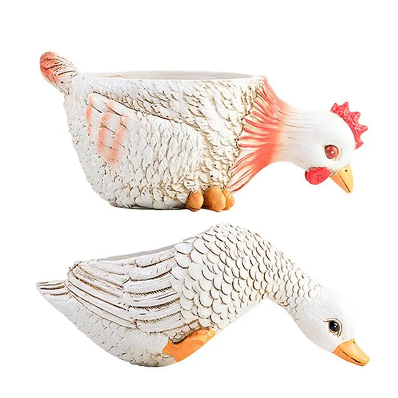 Rooster Planter Animal Succulent Pots Duck Flower Pot Statue Resin Indoor Plant Container Succulent Flowerpot Plants Bonsai Pots